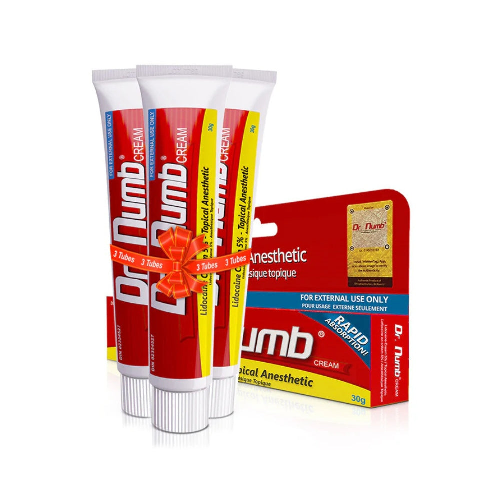 3 tubes of Dr. Numb® 5% Lidocaine Numbing Cream 30g
