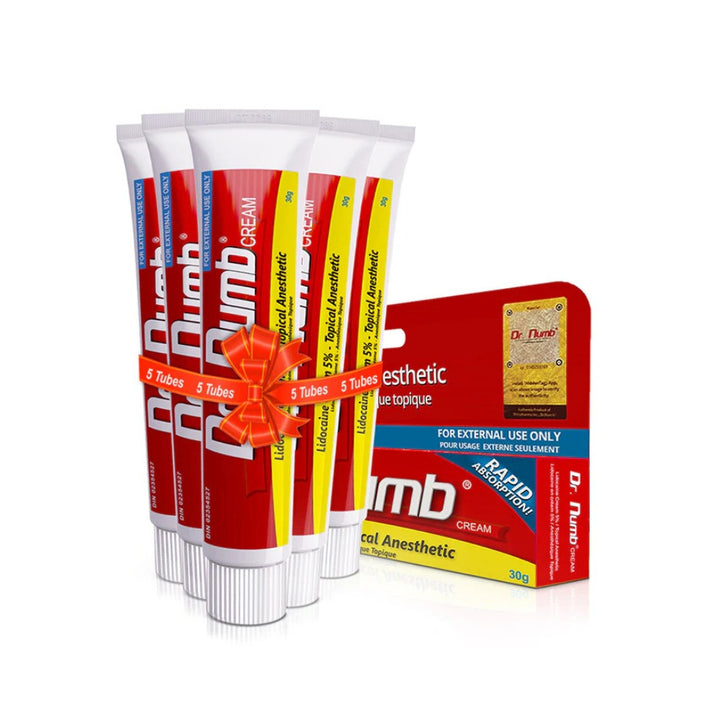 5 tubes of Dr. Numb® 5% Lidocaine Numbing Cream 30g
