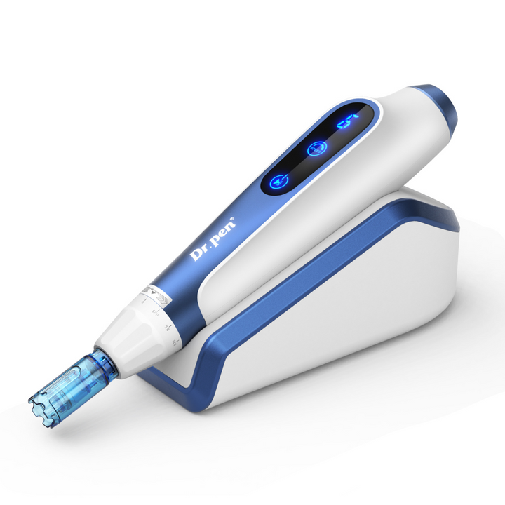 Dr. Pen A11 Ultima PRO Microneedling Pen placed on its charging base
