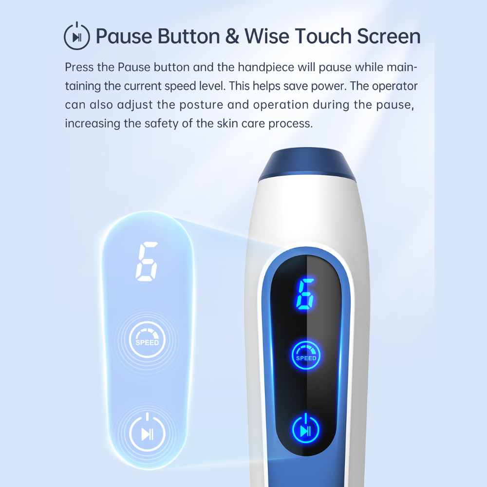 Pause button & wise touch screen of Dr. Pen A11 Ultima PRO Microneedling Pen