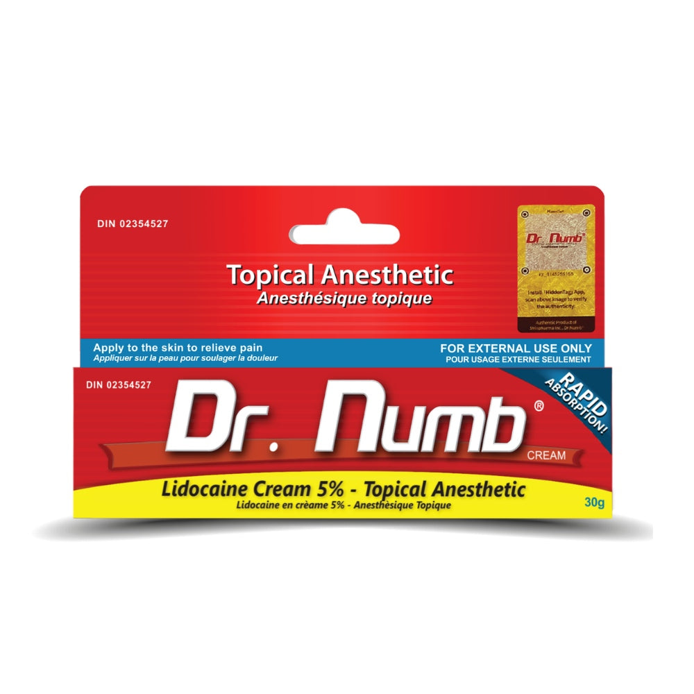 Dr. Numb® 5% Lidocaine Numbing Cream 30g packaging box